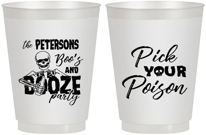 Personalized Halloween 16 oz Frosted Cups - Boos And Booze | 250054
