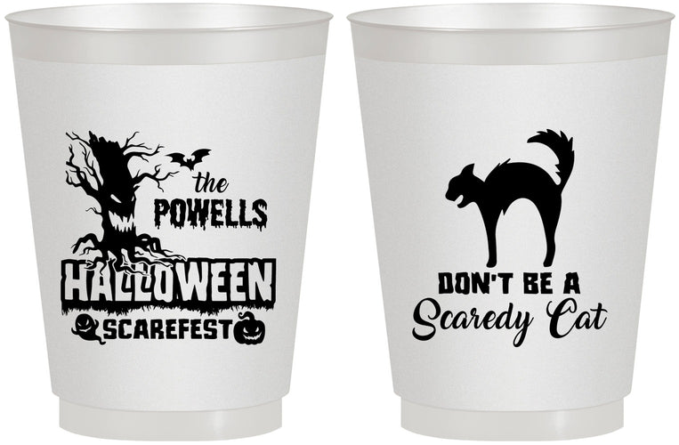 Personalized Halloween 16 oz Frosted Cups - Scaredy Cat | 250055