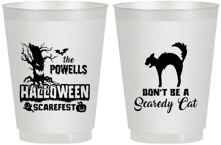 Personalized Halloween 16 oz Frosted Cups - Scaredy Cat | 250055