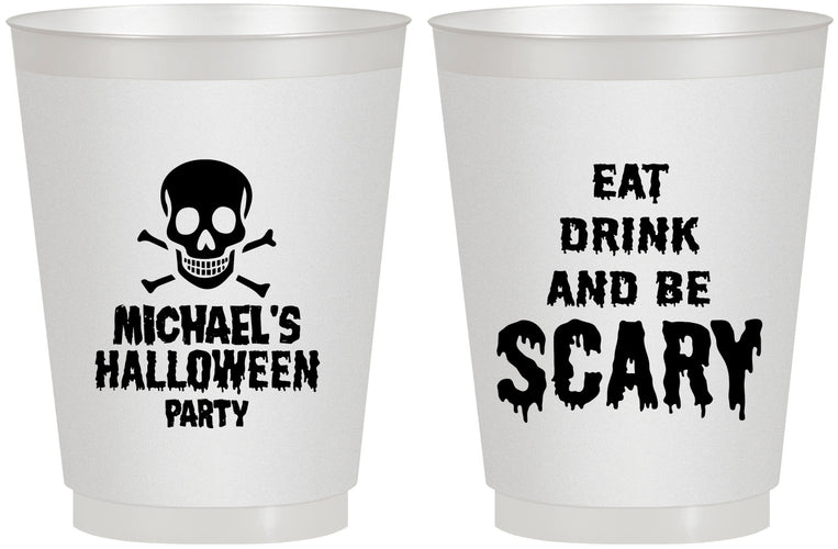 Personalized Halloween 16 oz Frosted Cups - Eat Drink Be Scary | 250059