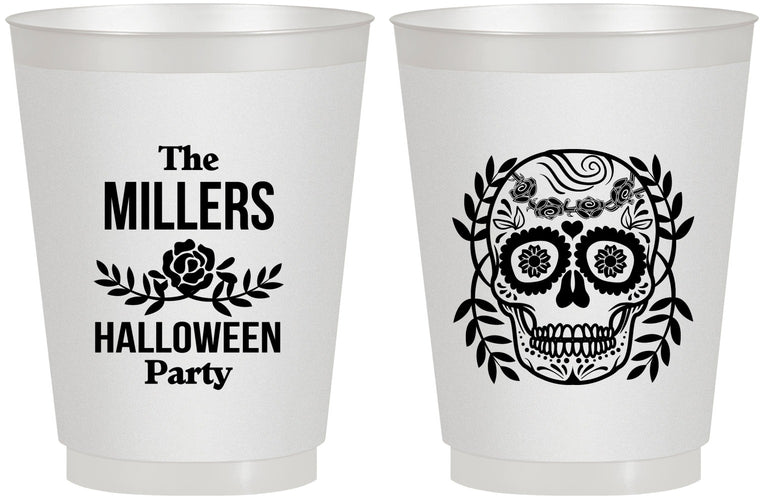 Personalized Halloween 16 oz Frosted Cups - Sugar Skull | 250061