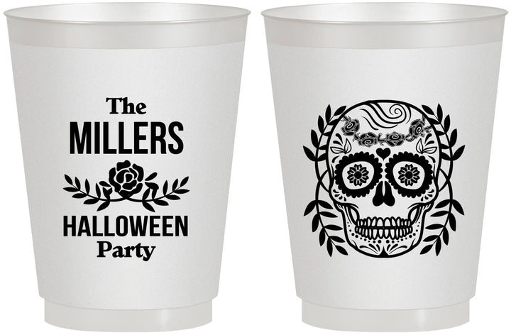 Personalized Halloween 16 oz Frosted Cups - Sugar Skull | 250061