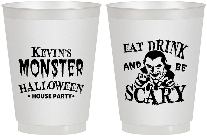 Personalized Halloween 16 oz Frosted Cups - Eat Drink Be Scary | 250063