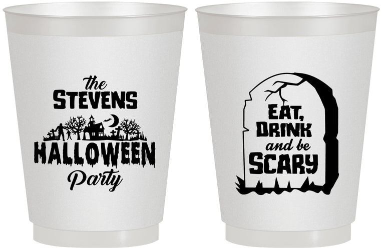 Personalized Halloween 16 oz Frosted Cups - Eat Drink Be Scary | 250074