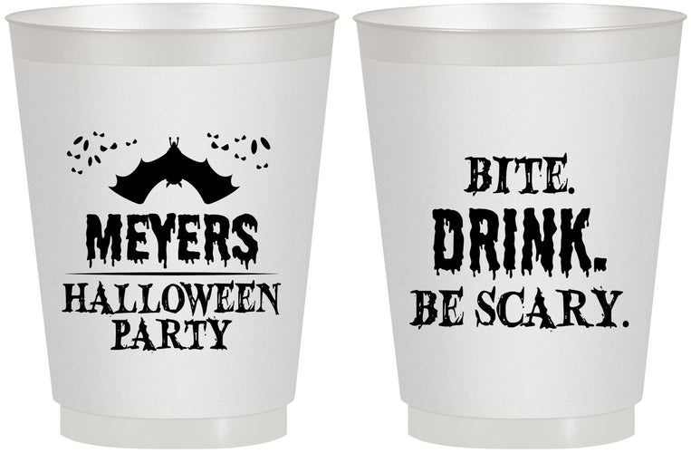 Personalized Halloween 16 oz Frosted Cups - Bite Drink Be Scary | 250082