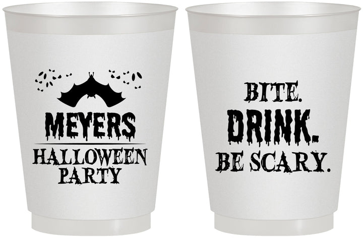 Personalized Halloween 16 oz Frosted Cups - Bite Drink Be Scary | 250082