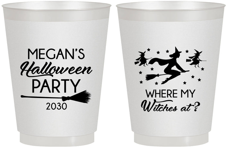 Personalized Halloween 16 oz Frosted Cups - Where My Witches At | 250086