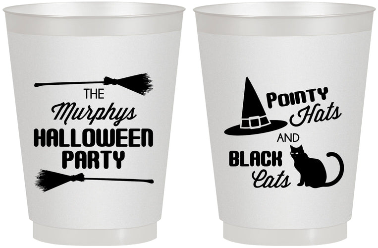 Personalized Halloween 16 oz Frosted Cups - Black Cats | 250087