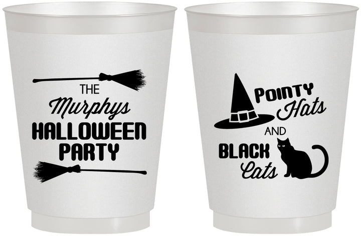 Personalized Halloween 16 oz Frosted Cups - Black Cats | 250087