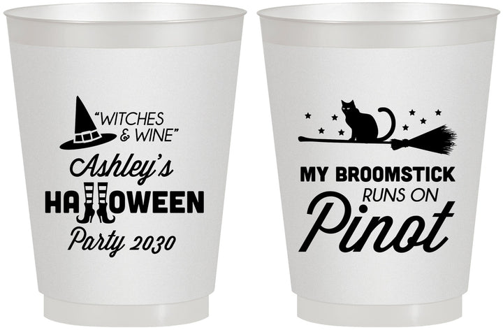 Personalized Halloween 16 oz Frosted Cups - Witch Broomstick | 250098