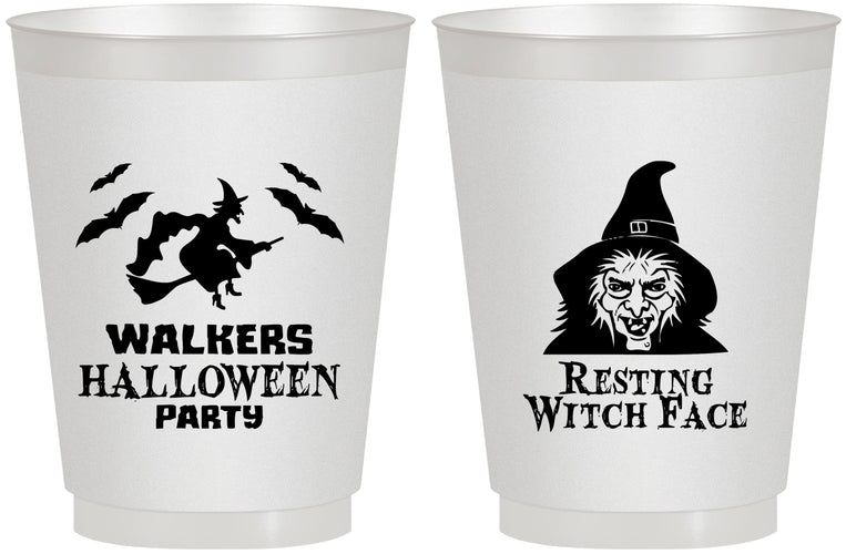 Personalized Halloween 16 oz Frosted Cups - Resting Witch Face | 250099