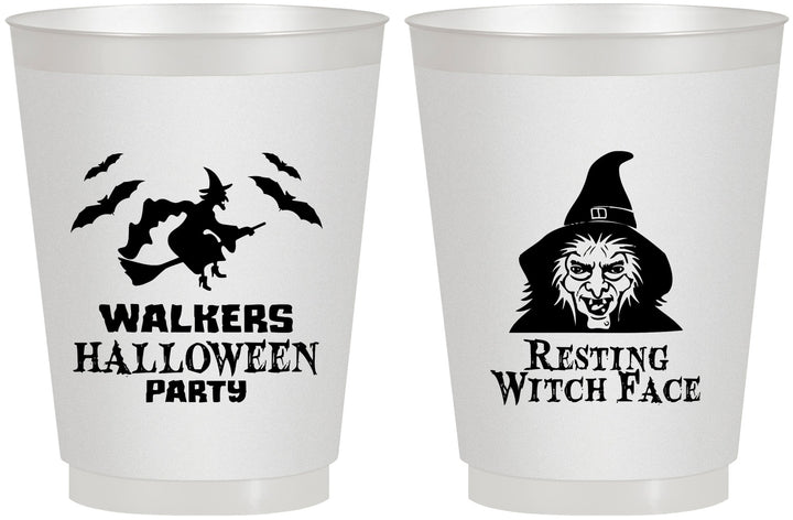 Personalized Halloween 16 oz Frosted Cups - Resting Witch Face | 250099