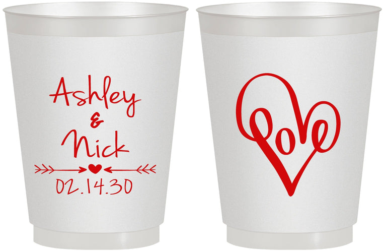 Personalized Wedding 16 oz Frosted Cups - Love | 252