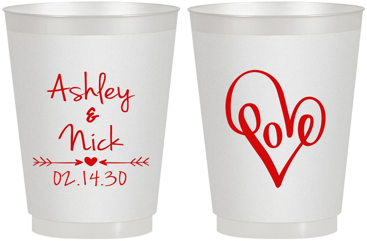 Personalized Wedding 16 oz Frosted Cups - Love | 252