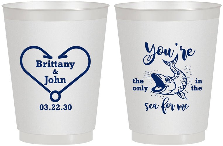 Personalized Wedding 16 oz Frosted Cups - Fish In The Sea For Me | 254