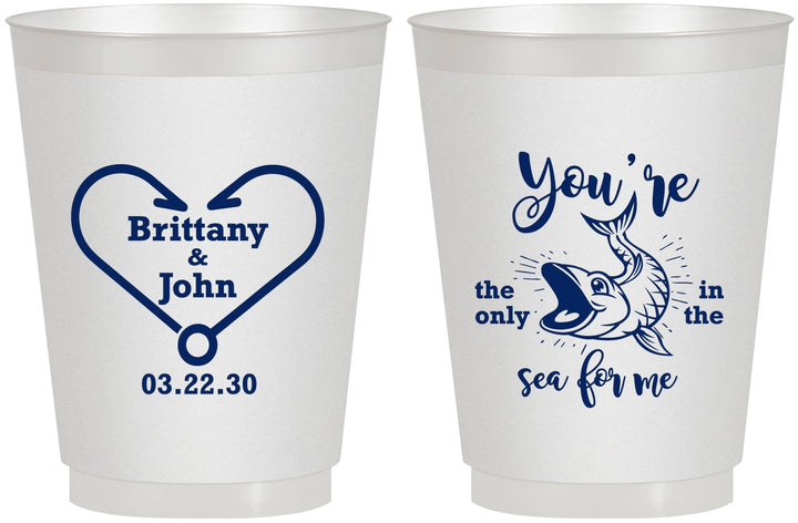 Personalized Wedding 16 oz Frosted Cups - Fish In The Sea For Me | 254
