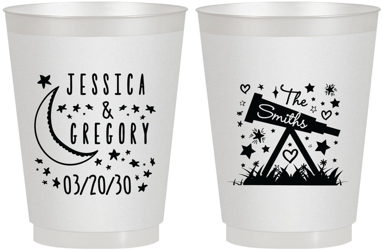 Personalized Wedding 16 oz Frosted Cups - Telescope | 255