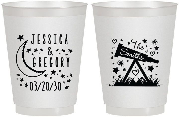 Personalized Wedding 16 oz Frosted Cups - Telescope | 255