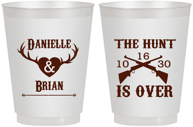 Personalized Wedding 16 oz Frosted Cups - The Hunt Is Ove | 258