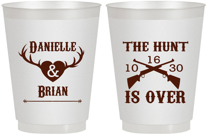 Personalized Wedding 16 oz Frosted Cups - The Hunt Is Ove | 258