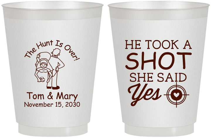 Personalized Wedding 16 oz Frosted Cups - He Took A Shot She Said Yes | 259