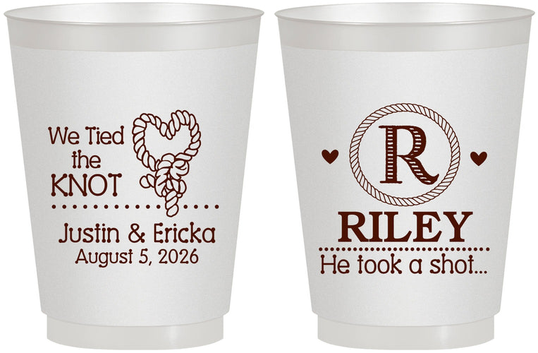Personalized Wedding 16 oz Frosted Cups - We Tied The Knot | 260