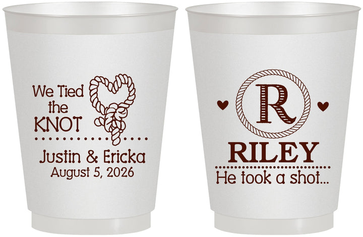 Personalized Wedding 16 oz Frosted Cups - We Tied The Knot | 260