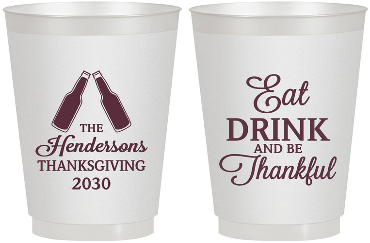 Personalized Thanksgiving 16 oz Frosted Cups - Eat Drink Thankful | 260001