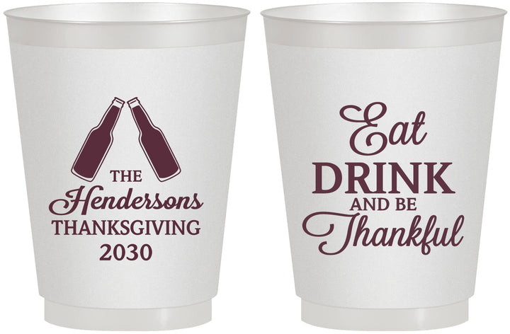 Personalized Thanksgiving 16 oz Frosted Cups - Eat Drink Thankful | 260001