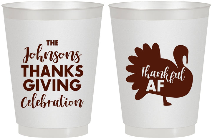 Personalized Thanksgiving 16 oz Frosted Cups - Thankful Af | 260002
