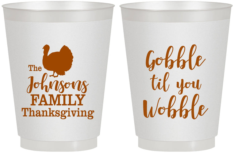 Personalized Thanksgiving 16 oz Frosted Cups - Gobble Til You Wobble | 260004