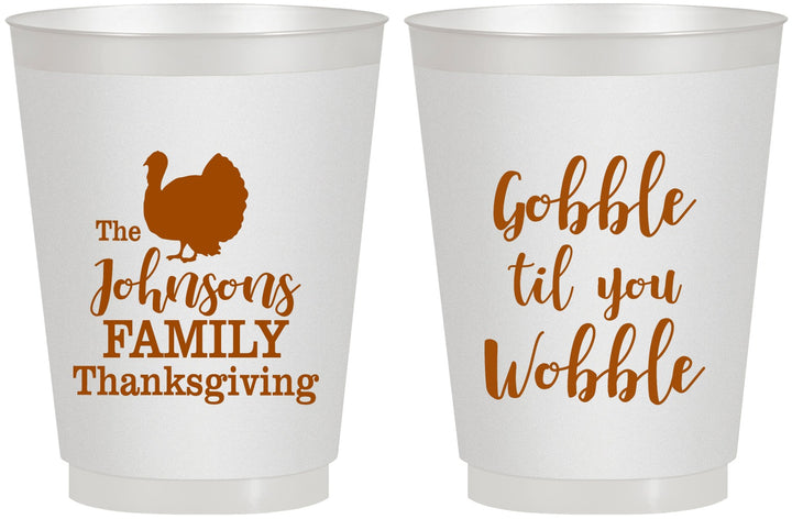 Personalized Thanksgiving 16 oz Frosted Cups - Gobble Til You Wobble | 260004