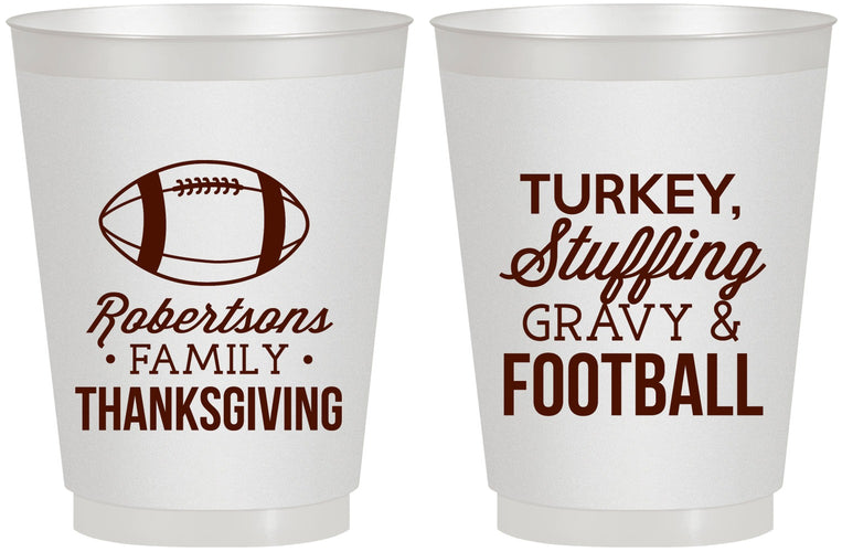 Personalized Thanksgiving 16 oz Frosted Cups - Football Turkey | 260010