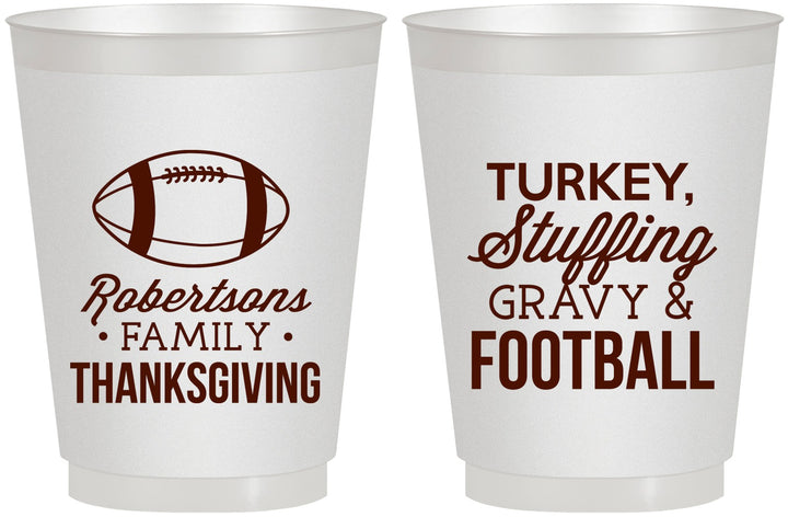 Personalized Thanksgiving 16 oz Frosted Cups - Football Turkey | 260010