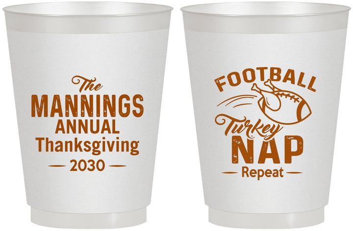 Personalized Thanksgiving 16 oz Frosted Cups - Football Turkey | 260012