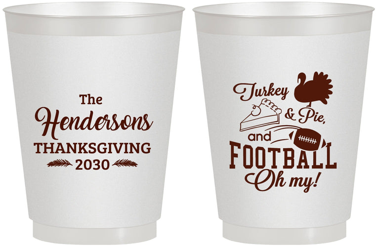 Personalized Thanksgiving 16 oz Frosted Cups - Football Turkey | 260014