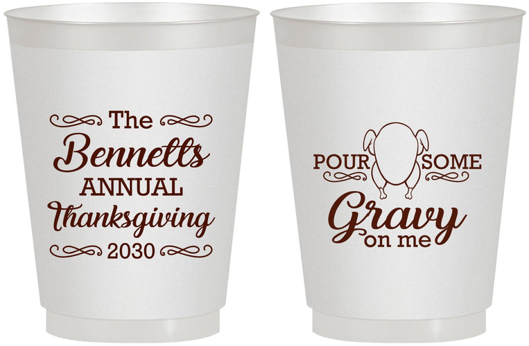 Personalized Thanksgiving 16 oz Frosted Cups - Turkey Gravy | 260015