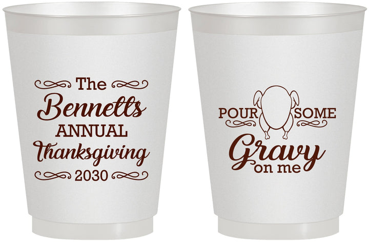Personalized Thanksgiving 16 oz Frosted Cups - Turkey Gravy | 260015