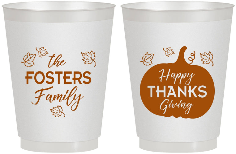 Personalized Thanksgiving 16 oz Frosted Cups - Pumpkin | 260016