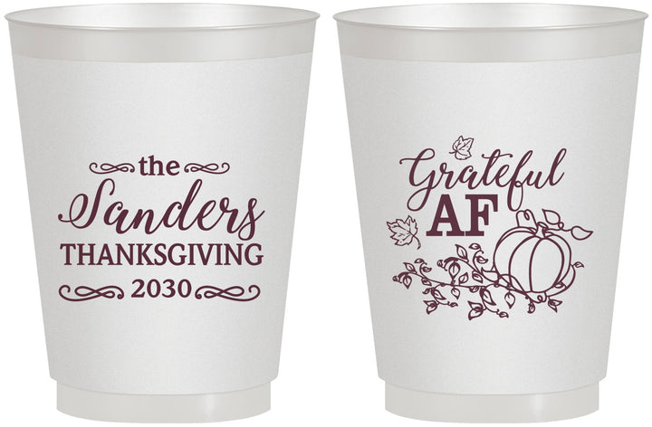 Personalized Thanksgiving 16 oz Frosted Cups - Grateful Af | 260017