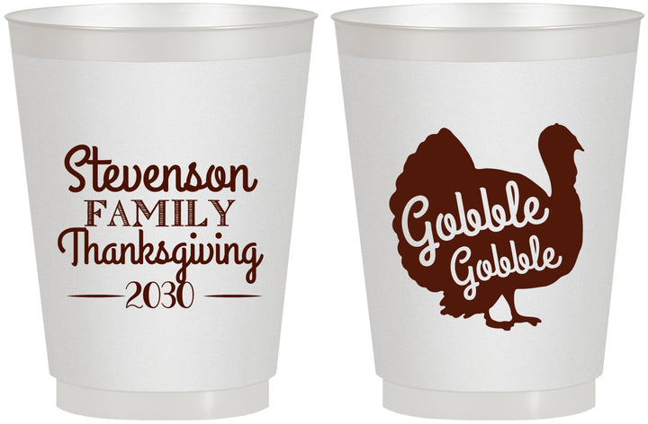Personalized Thanksgiving 16 oz Frosted Cups - Gobble Turkey | 260018
