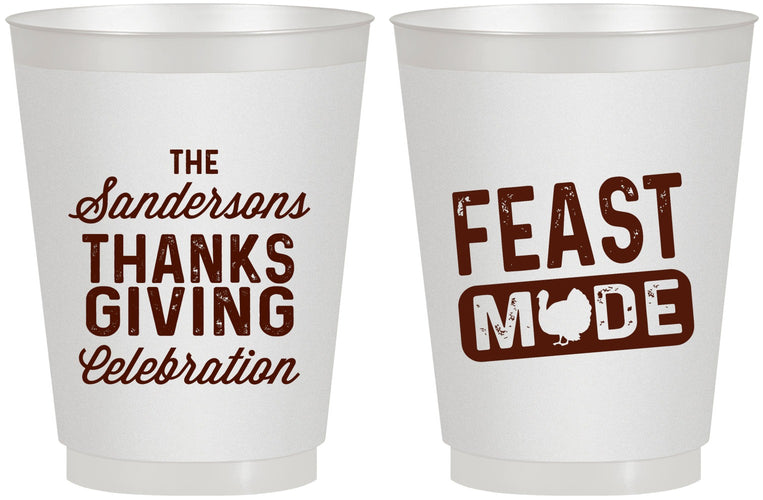 Personalized Thanksgiving 16 oz Frosted Cups - Feast Mode | 260019