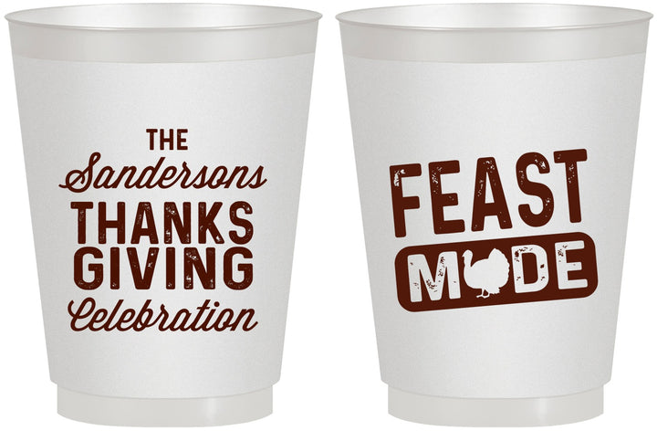 Personalized Thanksgiving 16 oz Frosted Cups - Feast Mode | 260019