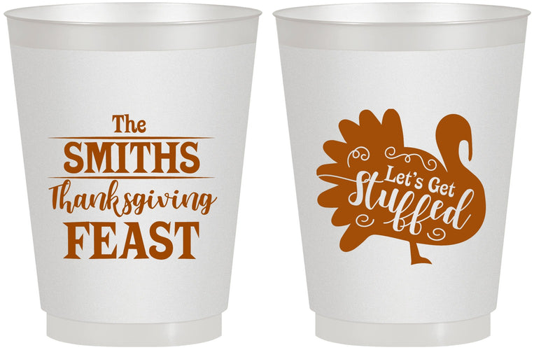 Personalized Thanksgiving 16 oz Frosted Cups - Lets Get Stuffed | 260020
