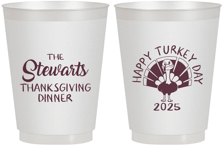 Personalized Thanksgiving 16 oz Frosted Cups - Turkey Day | 260021