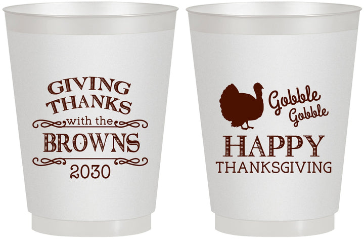 Personalized Thanksgiving 16 oz Frosted Cups - Gobble Gobble | 260022