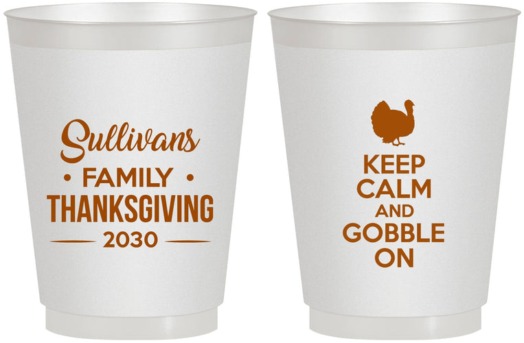 Personalized Thanksgiving 16 oz Frosted Cups - Gobble Turkey | 260024
