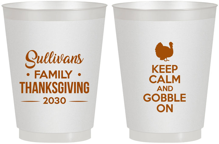 Personalized Thanksgiving 16 oz Frosted Cups - Gobble Turkey | 260024