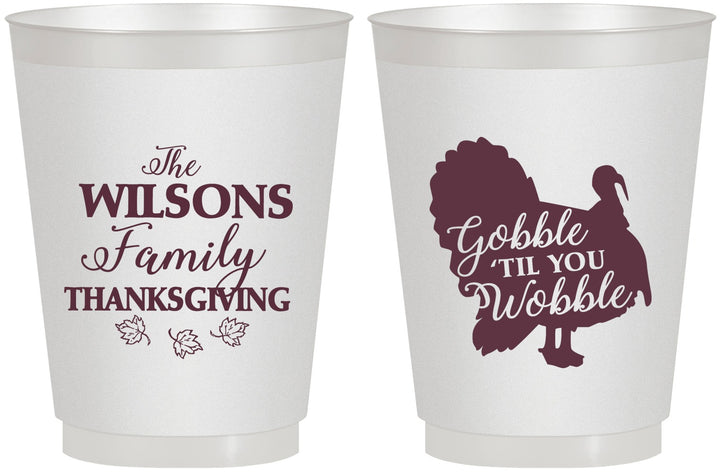 Personalized Thanksgiving 16 oz Frosted Cups - Gobble Til You Wobble | 260025