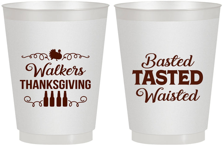 Personalized Thanksgiving 16 oz Frosted Cups - Basted Tasted Waisted | 260027